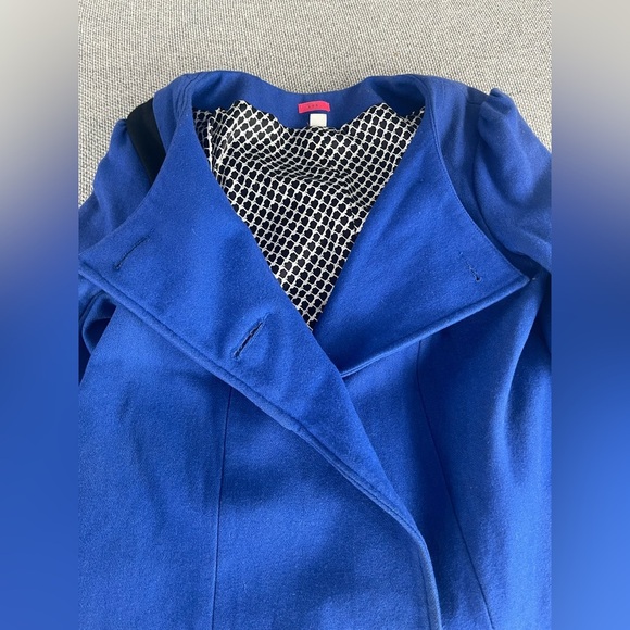 Lux Blue Pea Coat Asymmetrical Design Tailored Fit - Picture 16 of 16